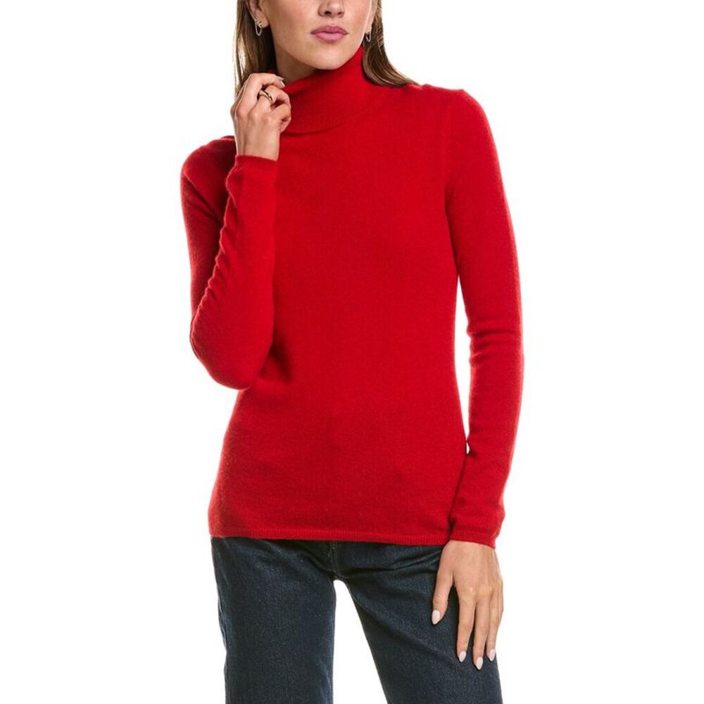 Incashmere Womens  Basic Turtleneck 100% Cashmere Sweater, Red